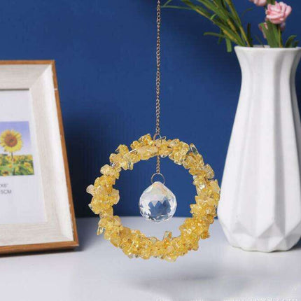 Celestial Harmony: Enchanting Moon and Sun Crystal Pendant with Colorful Bead Accents