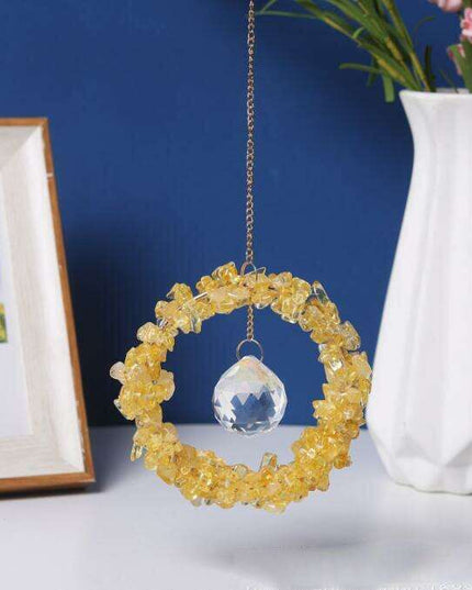 Celestial Harmony: Enchanting Moon and Sun Crystal Pendant with Colorful Bead Accents