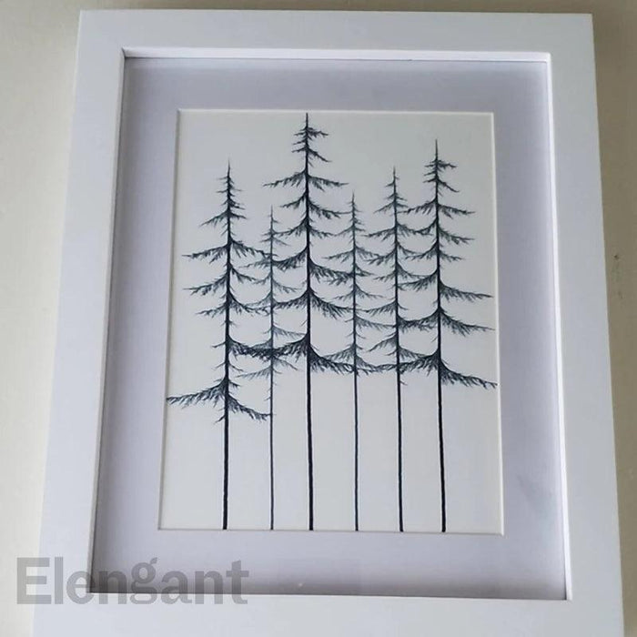 Coastal Trees Minimalist Forest Canvas Art - Hemlock and Pine Wall Decor Collection