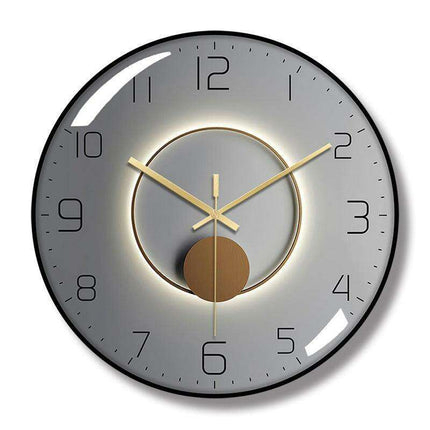 Sophisticated 12-Inch Silent Wall Clock with Curved Glass and Wooden Backing for Timeless Elegance