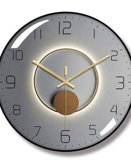 Sophisticated 12-Inch Silent Wall Clock with Curved Glass and Wooden Backing for Timeless Elegance