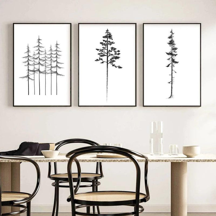 Coastal Trees Minimalist Forest Canvas Prints - Hemlock and Pine Wall Art Collection