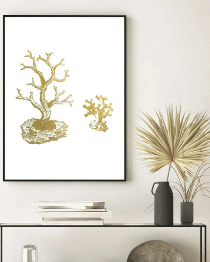 Serene Coastal Beauty: Golden Coral Tree Giclee Art Print for Stylish Home Decor
