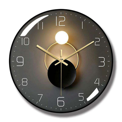 Sophisticated 12-Inch Silent Wall Clock with Curved Glass and Wooden Backing for Timeless Elegance