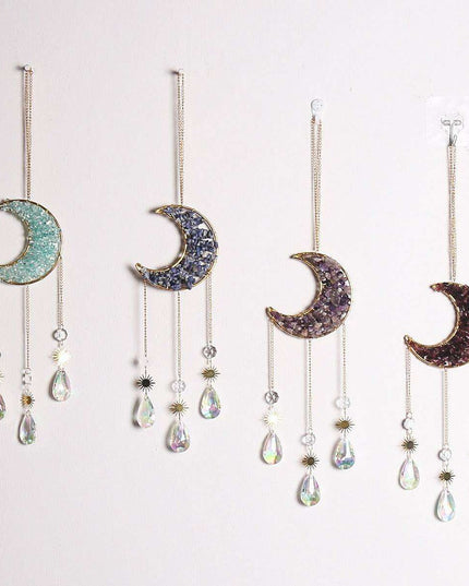 Enchanting Sun and Moon Crystal Dream Catcher Pendant Necklace