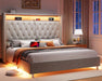 Sumptuous LED Queen Bed Frame with Charging Storage Headboard & Night Light - Charcoal Gray