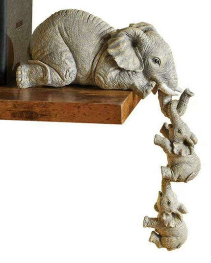 Charming Elephant Family Garden Sculpture Set - Delightful Resin Figurines for Magical Outdoor Decor