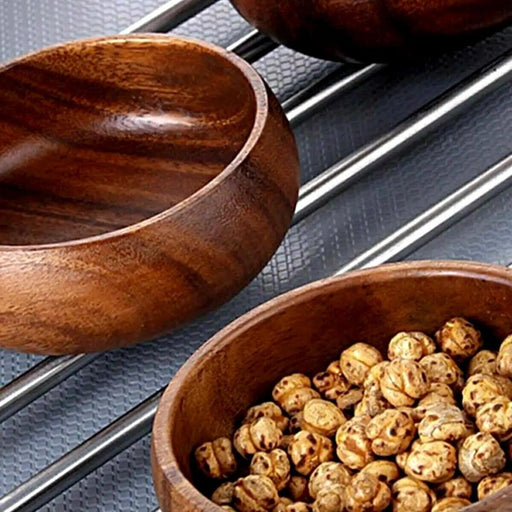 Urve Artisan Acacia Wood Mini Bowls for Dips and Treats (Available in Sets of 6 or 12)
