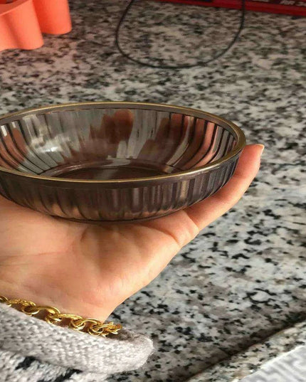 Set of 6 Stylish Durable Acrylic Snack Bowls with Gold Trim - Chic Frosted Glass Design, Fast Shipping