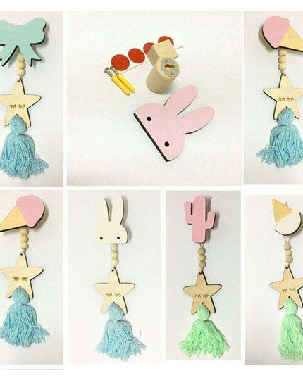 Charming Nordic Wall Hooks for Kids - Cute Rabbit, Cactus, Bow, and Ice Cream Designs