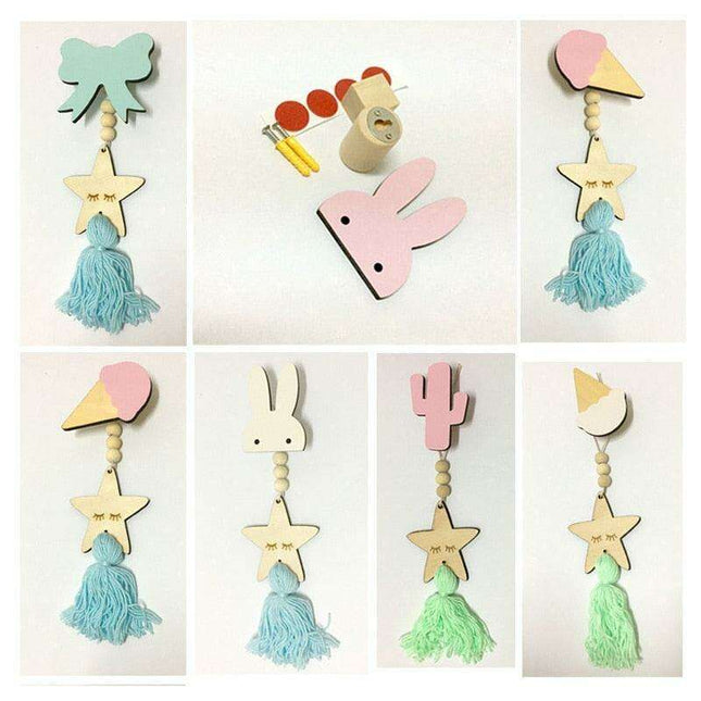 Charming Nordic Wall Hooks for Kids - Cute Rabbit, Cactus, Bow, and Ice Cream Designs