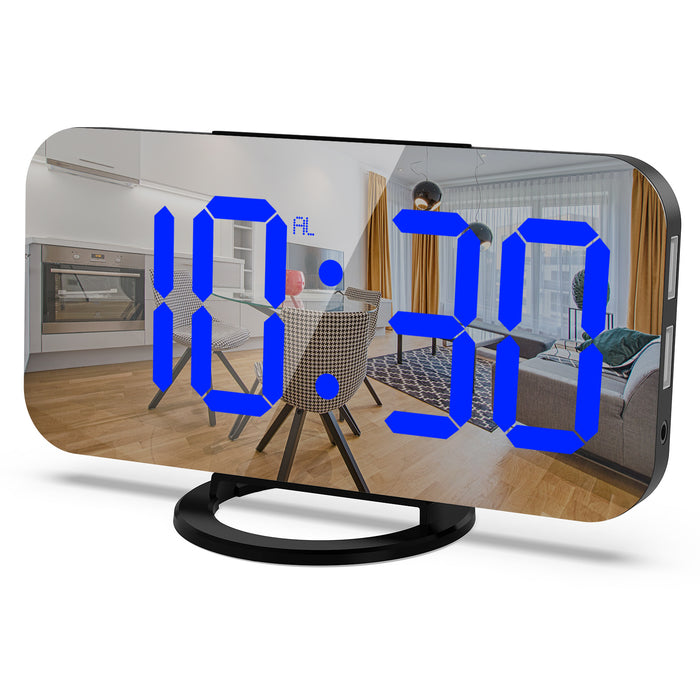 Intelligent LED Alarm Clock with Dual USB Charging & Ambient Light Adjustment