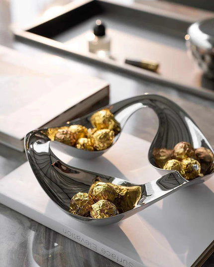 Scandinavian-Inspired Handcrafted Stainless Steel Snack Bowl and Serving Tray for Desserts and Condiments