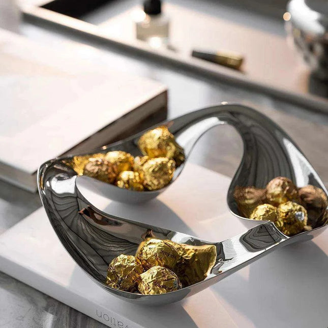 Scandinavian-Inspired Handcrafted Stainless Steel Snack Bowl and Serving Tray for Desserts and Condiments
