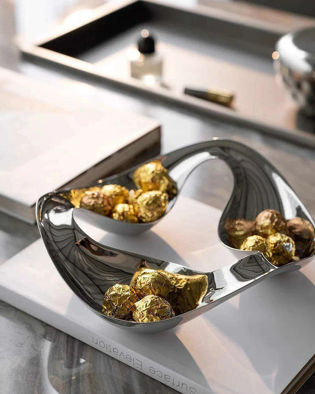 Scandinavian-Inspired Handcrafted Stainless Steel Snack Bowl and Serving Tray for Desserts and Condiments