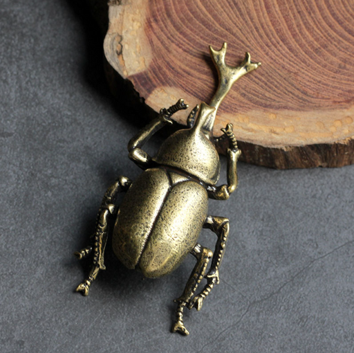 Elegant Solid Brass Beetle Ornament for Stylish Workspace