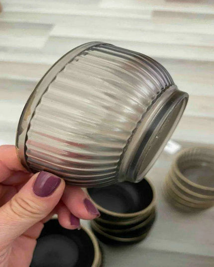 Set of 6 Stylish Durable Acrylic Snack Bowls with Gold Trim - Chic Frosted Glass Design, Fast Shipping