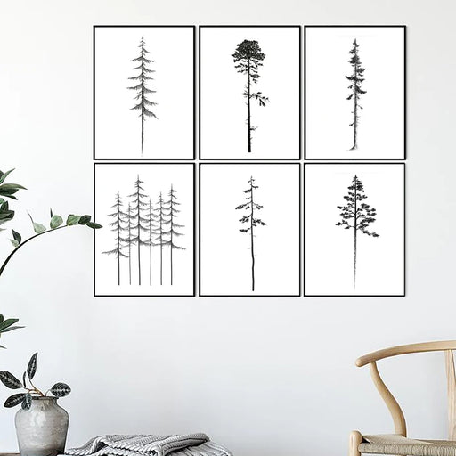Tranquil Forest Serenity Canvas Art Set - Coastal Trees Wall Decor with Western Hemlock and White Pine