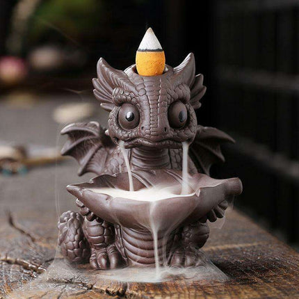 Mystical Dinosaur Treasure Backflow Incense Burner in Purple Sand for Tranquil Atmosphere