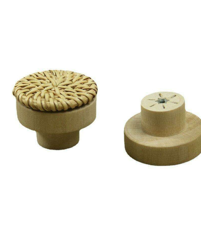 Natural Elegance Handcrafted Rattan Drawer Pulls - Circular Artisan Handles for Stylish Home Accents