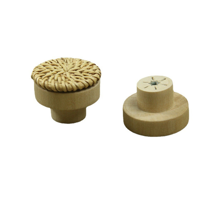 Circular Rattan Cabinet Handles - Artisanal Design for Furniture with Nature-Inspired Flair