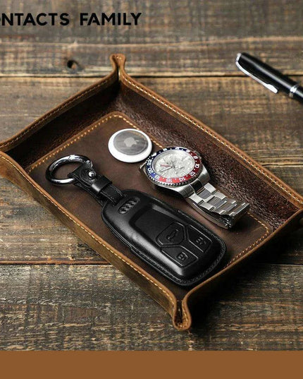 Elegant Leather Desktop Organizer Tray - Stylish Storage Solution