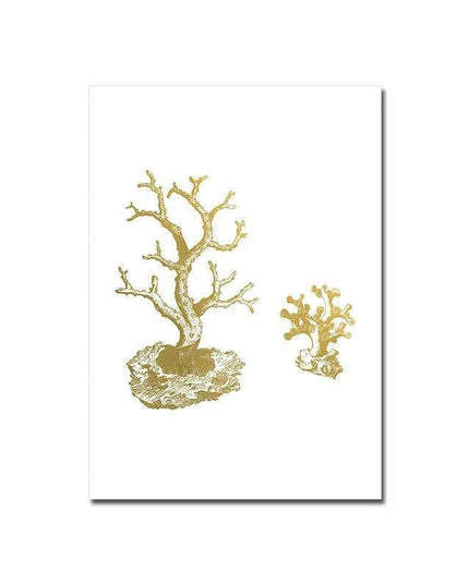 Serene Coastal Beauty: Golden Coral Tree Giclee Art Print for Stylish Home Decor