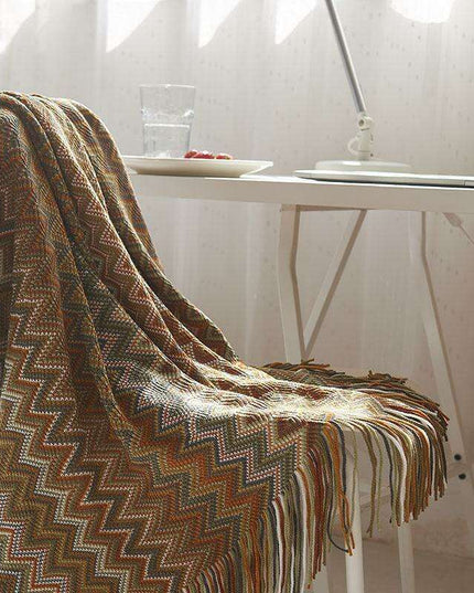 Nordic Luxe Knitted Throw Blanket with Timeless Stripes and Superior Polyester Craftsmanship