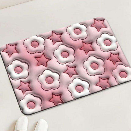 Elegant 3D Floral Design Quick-Dry Bath Mat