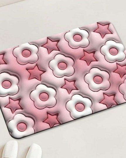 Elegant 3D Floral Design Quick-Dry Bath Mat