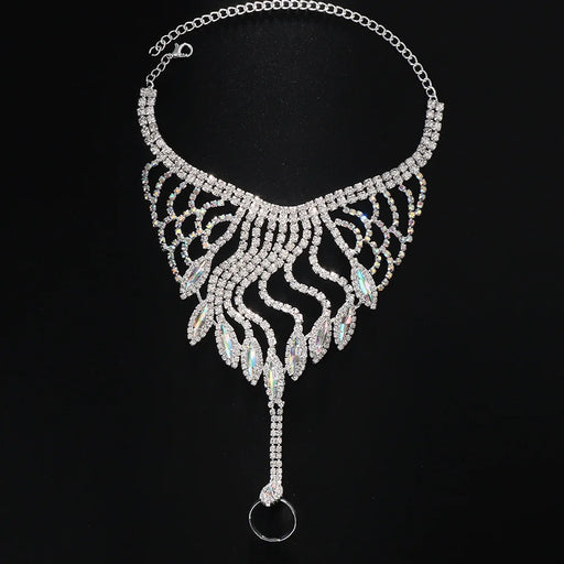Sophisticated Crystal Embellished Hand Chain Bracelet - Rhinestone Bridal Statement Piece