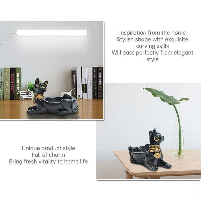 Resin Ashtray with Anubis, Cat, and Pharaoh Motifs - Ancient Egyptian Design