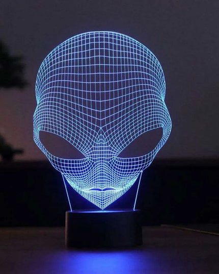 Alien 3D Optical Illusion LED Night Light - Vibrant Color-Changing Home Decor Piece