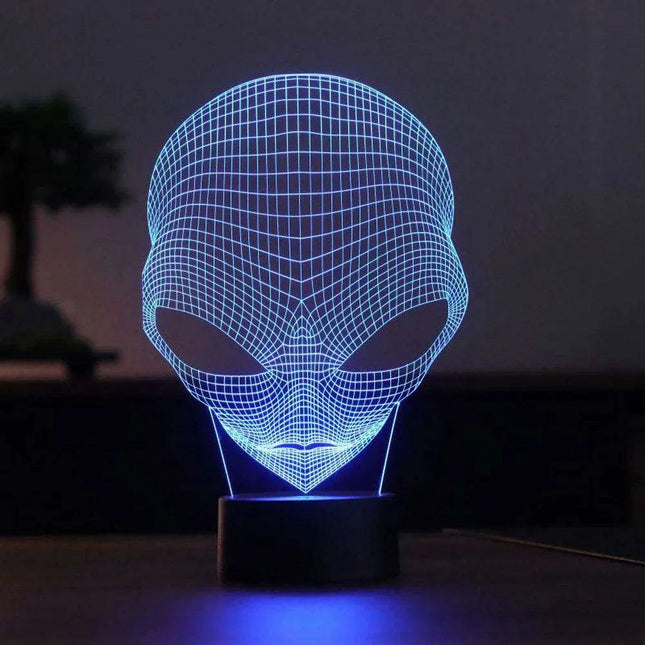Alien 3D Optical Illusion LED Night Light - Vibrant Color-Changing Home Decor Piece