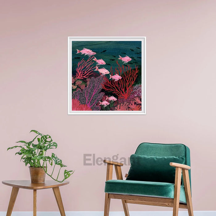 Coral Reef Oasis Watercolor Art Print - Tranquil Sea Life Wall Decoration