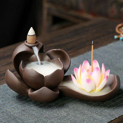 Serene Oasis Purple Sand Backflow Incense Fountain Set