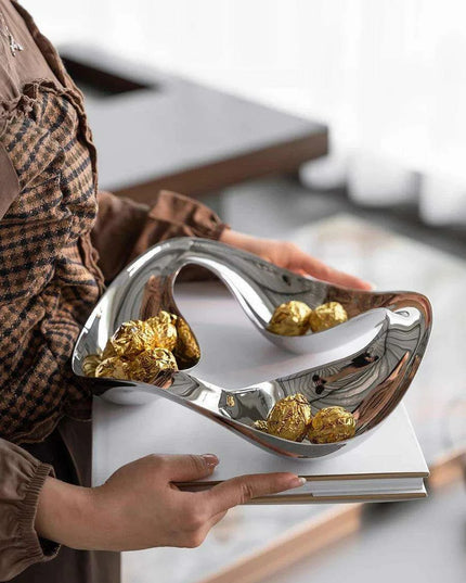 Scandinavian-Inspired Handcrafted Stainless Steel Snack Bowl and Serving Tray for Desserts and Condiments
