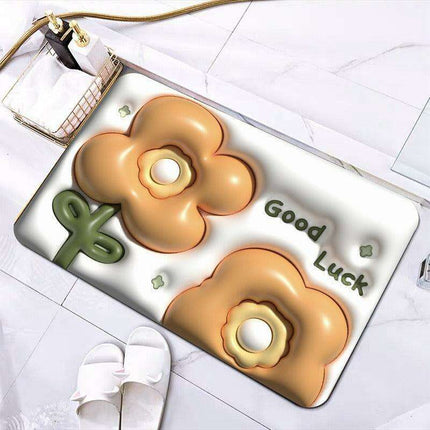 Elegant 3D Floral Design Quick-Dry Bath Mat