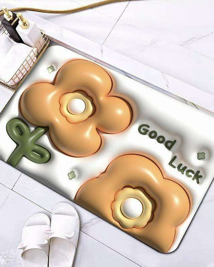 Elegant 3D Floral Design Quick-Dry Bath Mat
