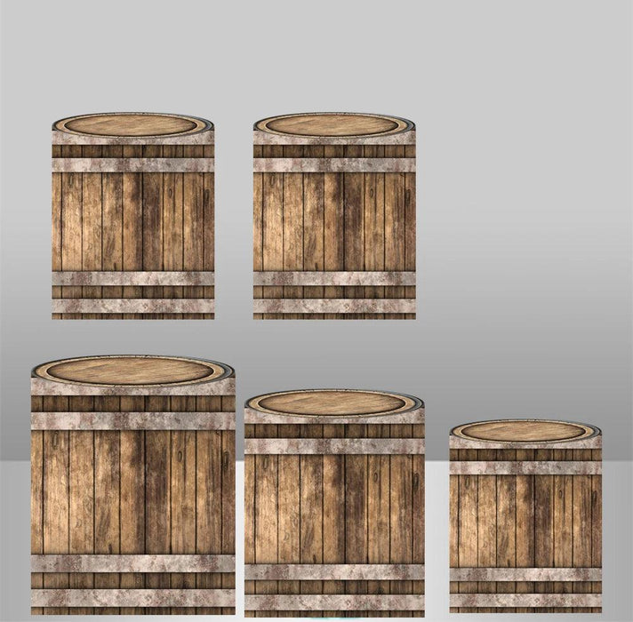 Customizable Wood Bark Elastic Fabric Cylinder Covers for Stunning Dessert Table Decor