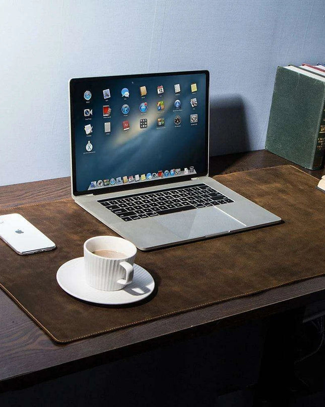 Exquisite Genuine Cowhide Leather Extra-Large Mouse Pad - Elegant Desk Mat for Gamers & Professionals