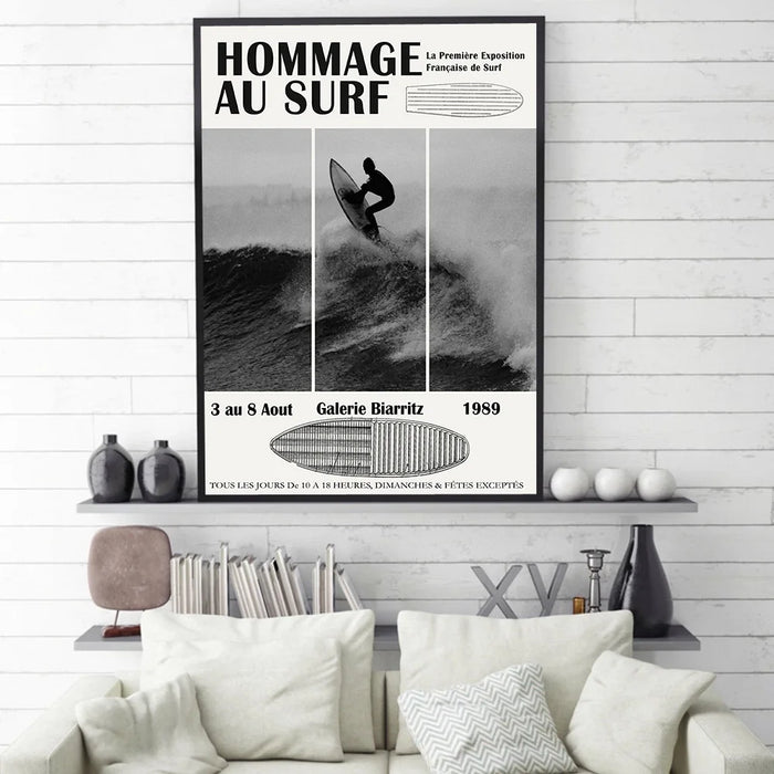 Coastal Surfing Exhibition Art Print for Modern Beach Decor