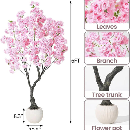 Pink Artificial Cherry Blossom Tree in Pot – 5 ft–7 ft