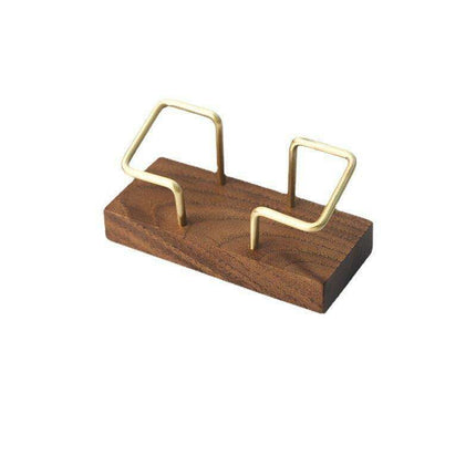 Elegant Geometric Business Card Holder in Black Walnut and Brass