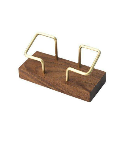 Elegant Geometric Business Card Holder in Black Walnut and Brass