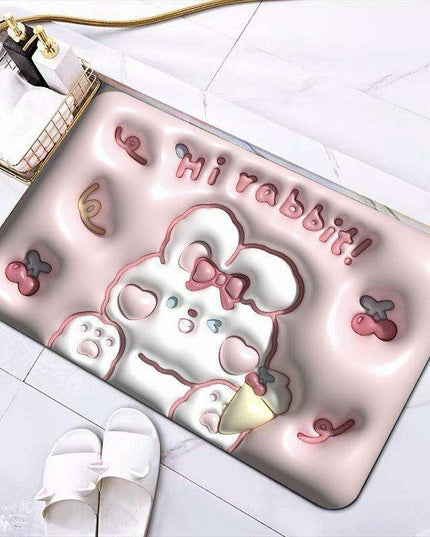Elegant 3D Floral Design Quick-Dry Bath Mat