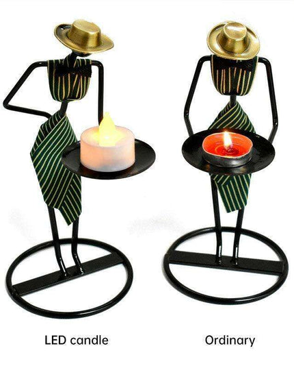 Artistic Vintage Iron Tealight Holders Featuring Elegant Women Figures