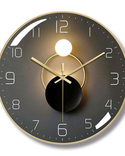 Sophisticated 12-Inch Silent Wall Clock with Curved Glass and Wooden Backing for Timeless Elegance