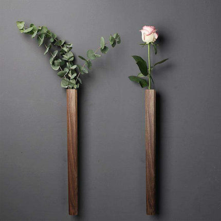 Chic Wooden Wall-Mounted Floral Vase - 14.5cm Elegant Display Stand