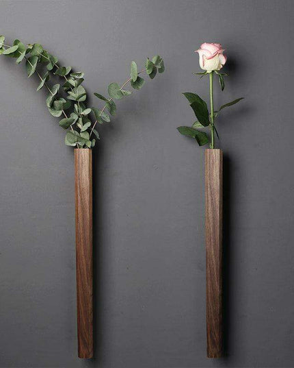 Chic Wooden Wall-Mounted Floral Vase - 14.5cm Elegant Display Stand